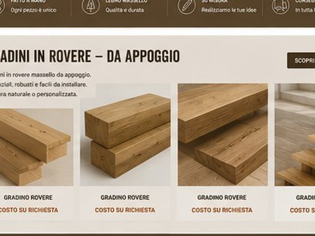 Gradini semplici in rovere da appoggio