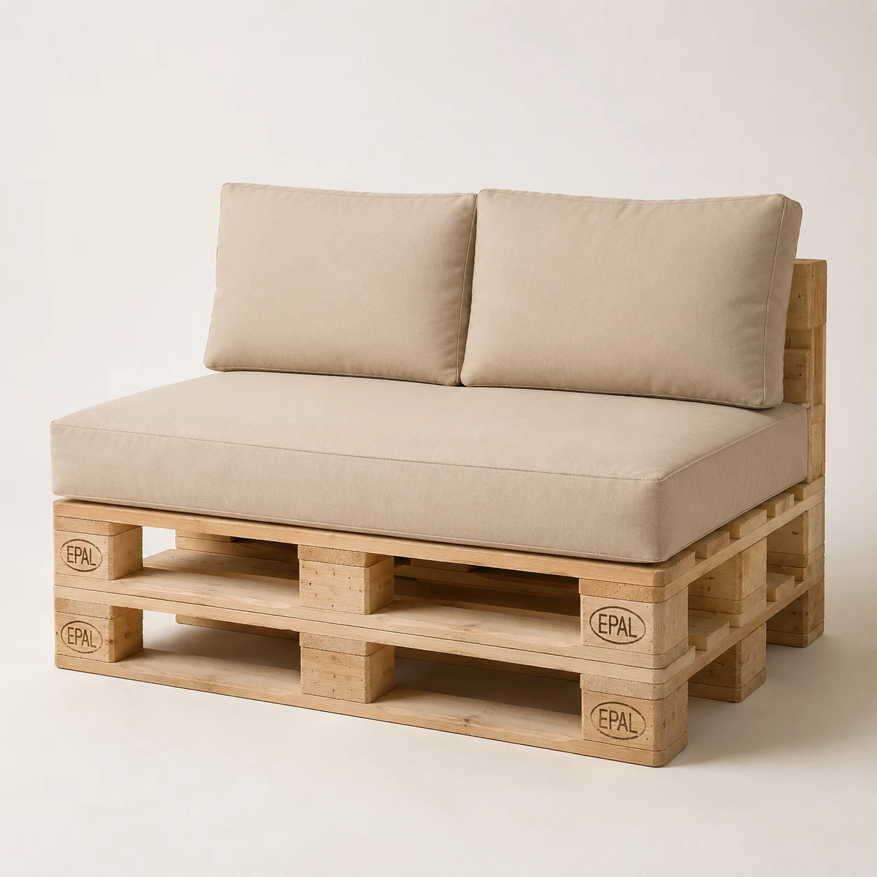 Bozza illustrativa di Divano Modulo Base 120 in pallet epal nuovo