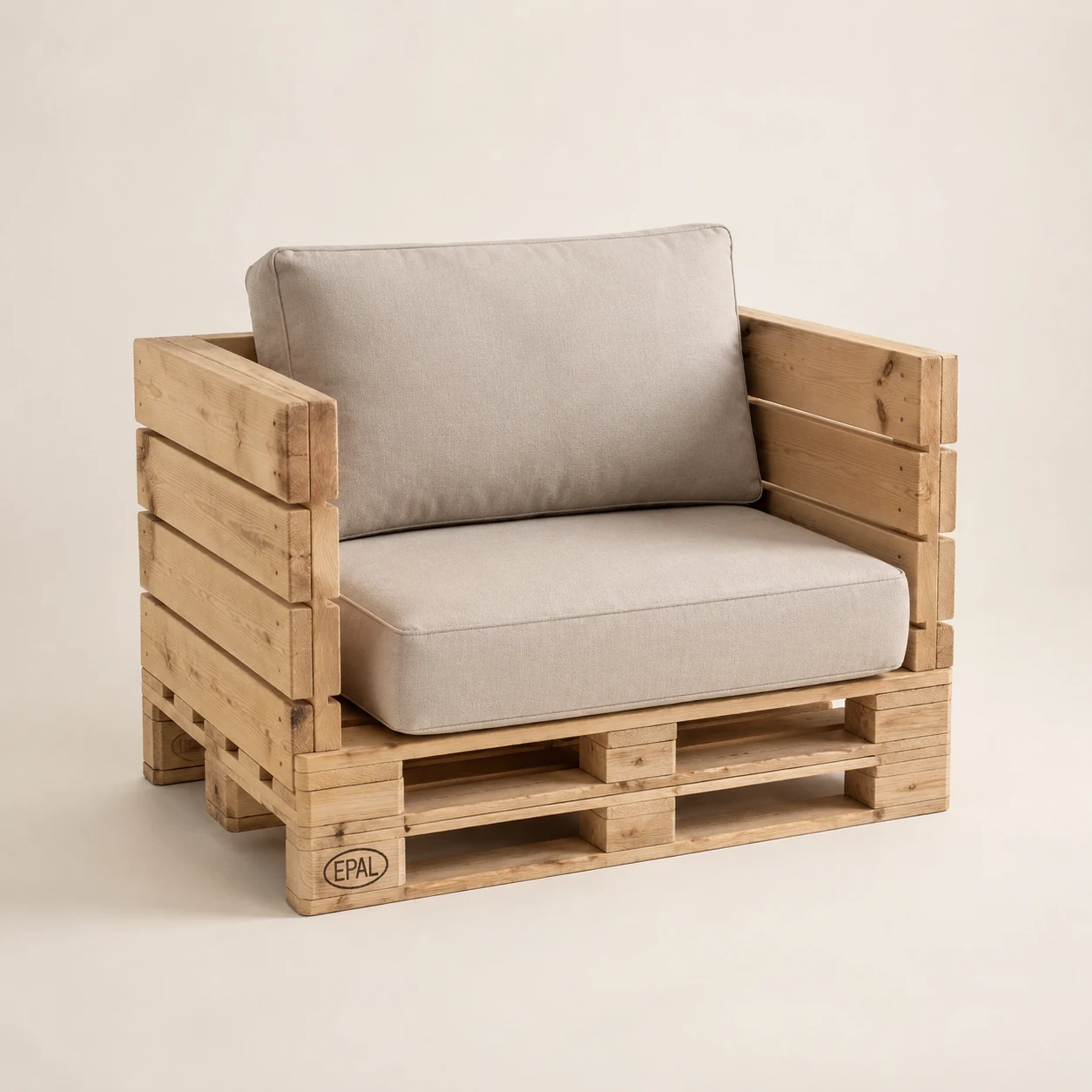 Bozza illustrativa di Poltrona Cubo 80 in pallet epal nuovo